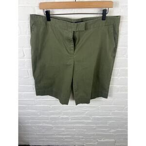 Jones New York Women's Mid-Rise Chino Shorts Flat Front Stretch Green Size 16